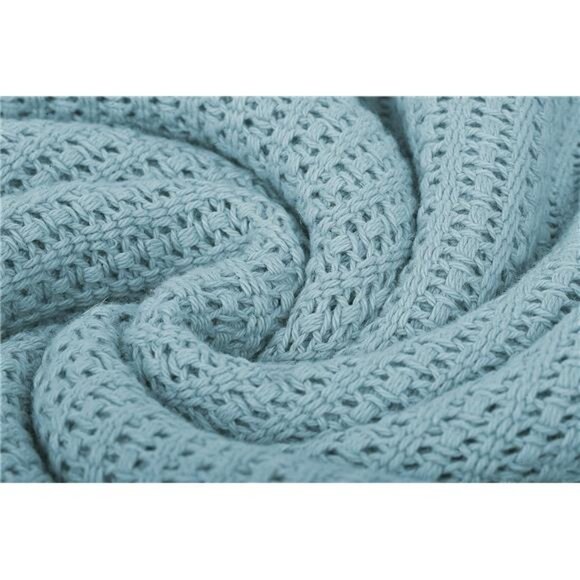 Leno Weave Ice Grey Blanket, Queen 100% Cotton, Lightweight, Warm, Extra-Fluffy - Picture 3 of 7